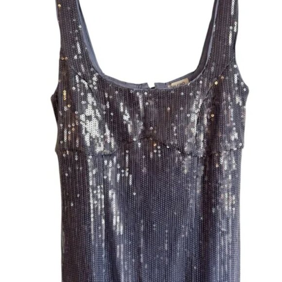 Pilcro Sequin Slim Midi Dress Blue Gray Large Anthropologie - Picture 6 of 10